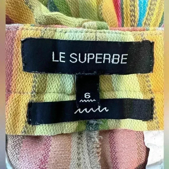 Le Superbe Satillo Bermuda Short Multi Serape Stripe Size 6 100% Cotton - Picture 4 of 5